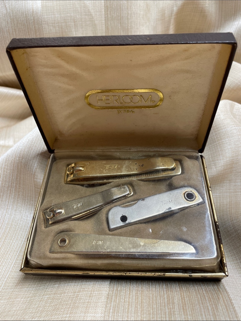 Vintage Heirloom Silver & Gold Nail Clippers Set – Women Skincare Tools